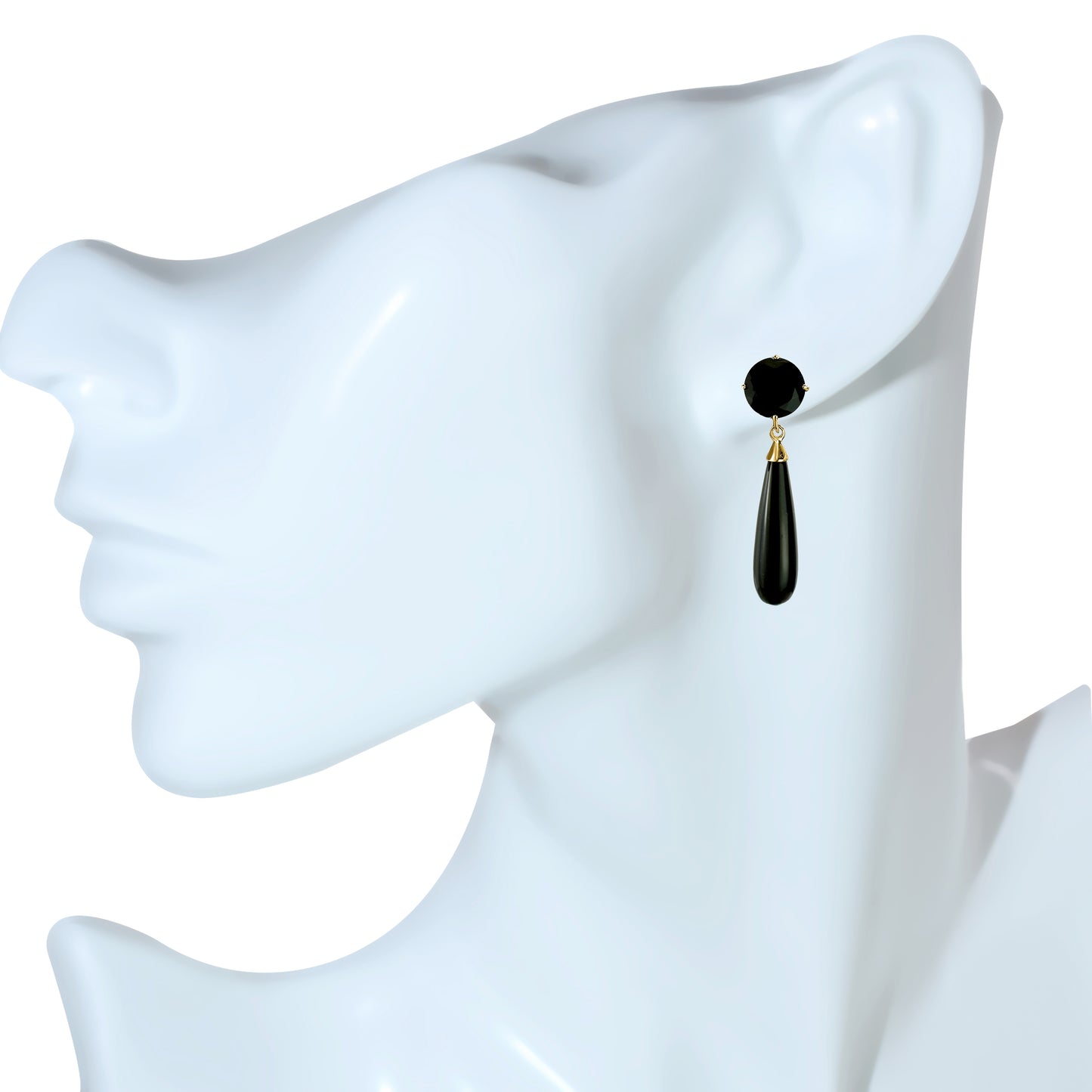 14k Black Onyx Drop Stud Top Earring