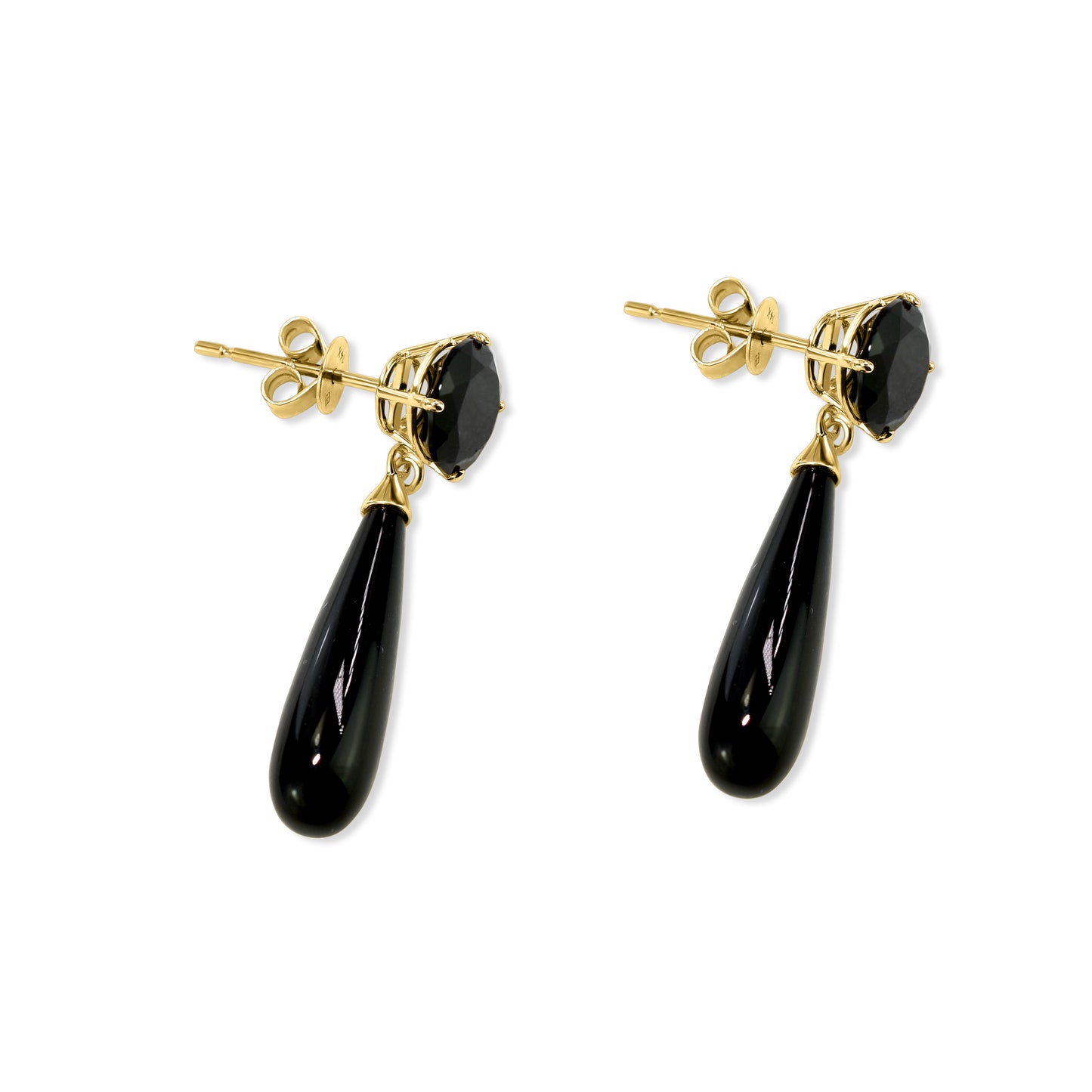 14k Black Onyx Drop Stud Top Earring