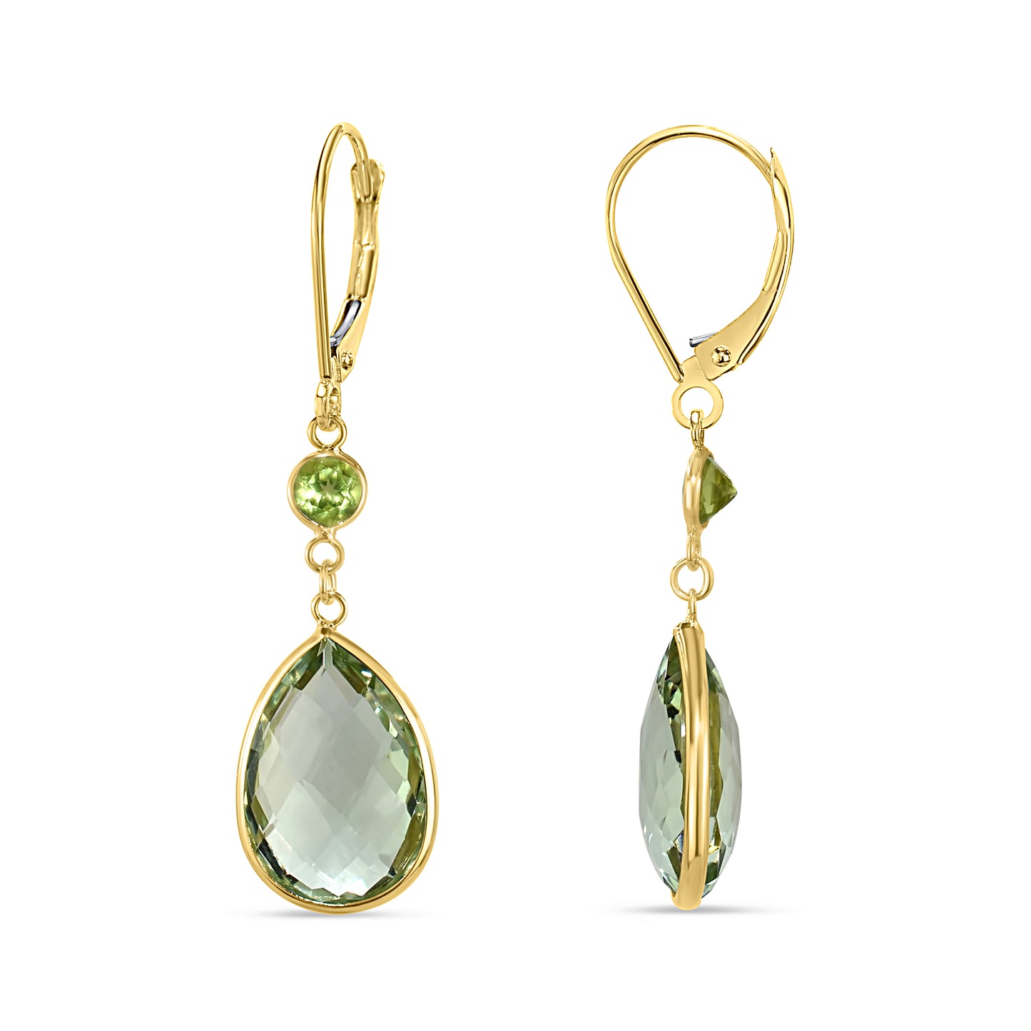 14k Peridot Green Amethyst Leverback Earring