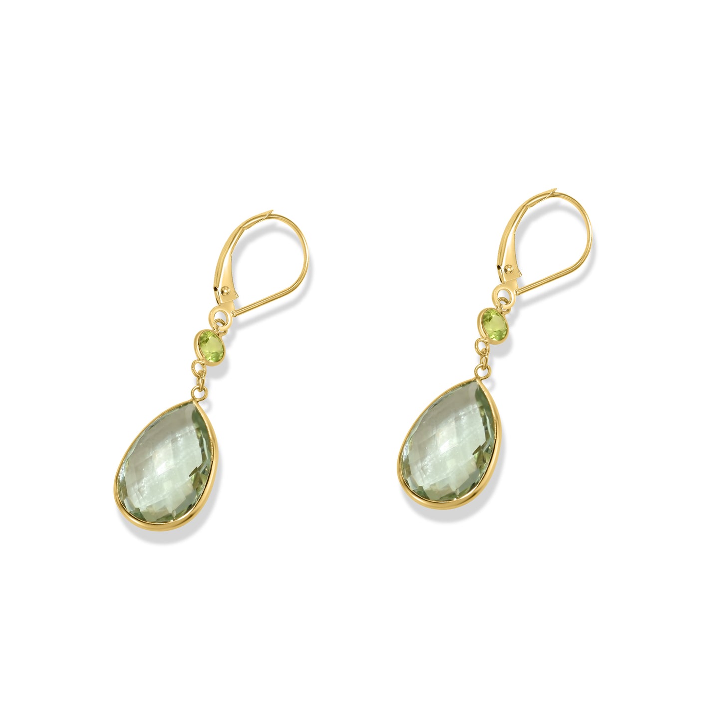 14k Peridot Green Amethyst Leverback Earring