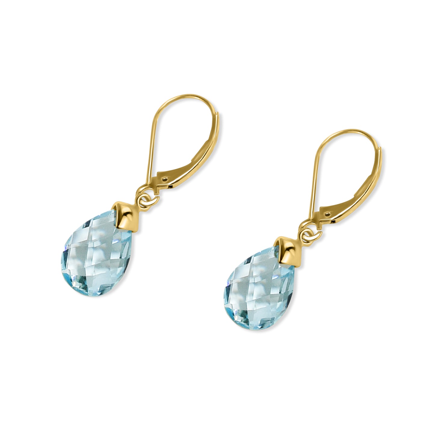 14k Blue Topaz Pear Drop Leverback Earring