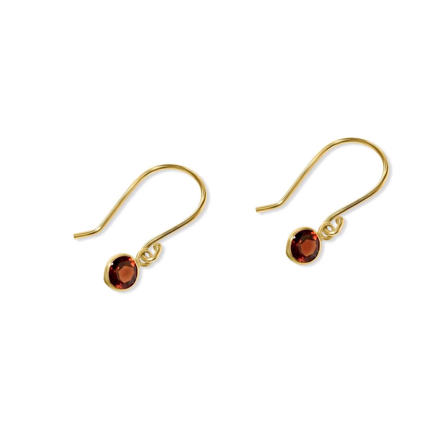 14k Garnet Bezel Drop Hook Earring