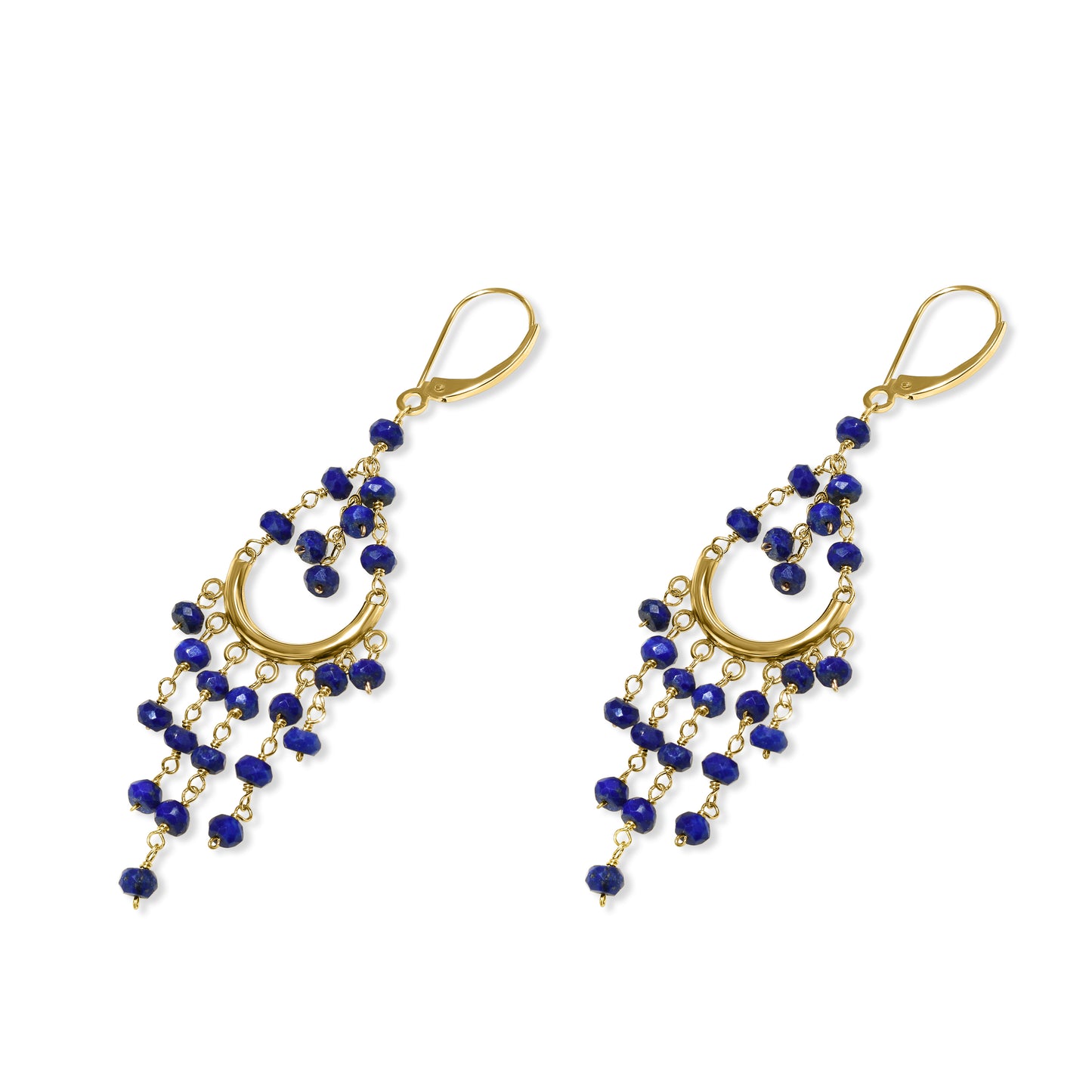 14k Lapis Chandelier Leverback Earring