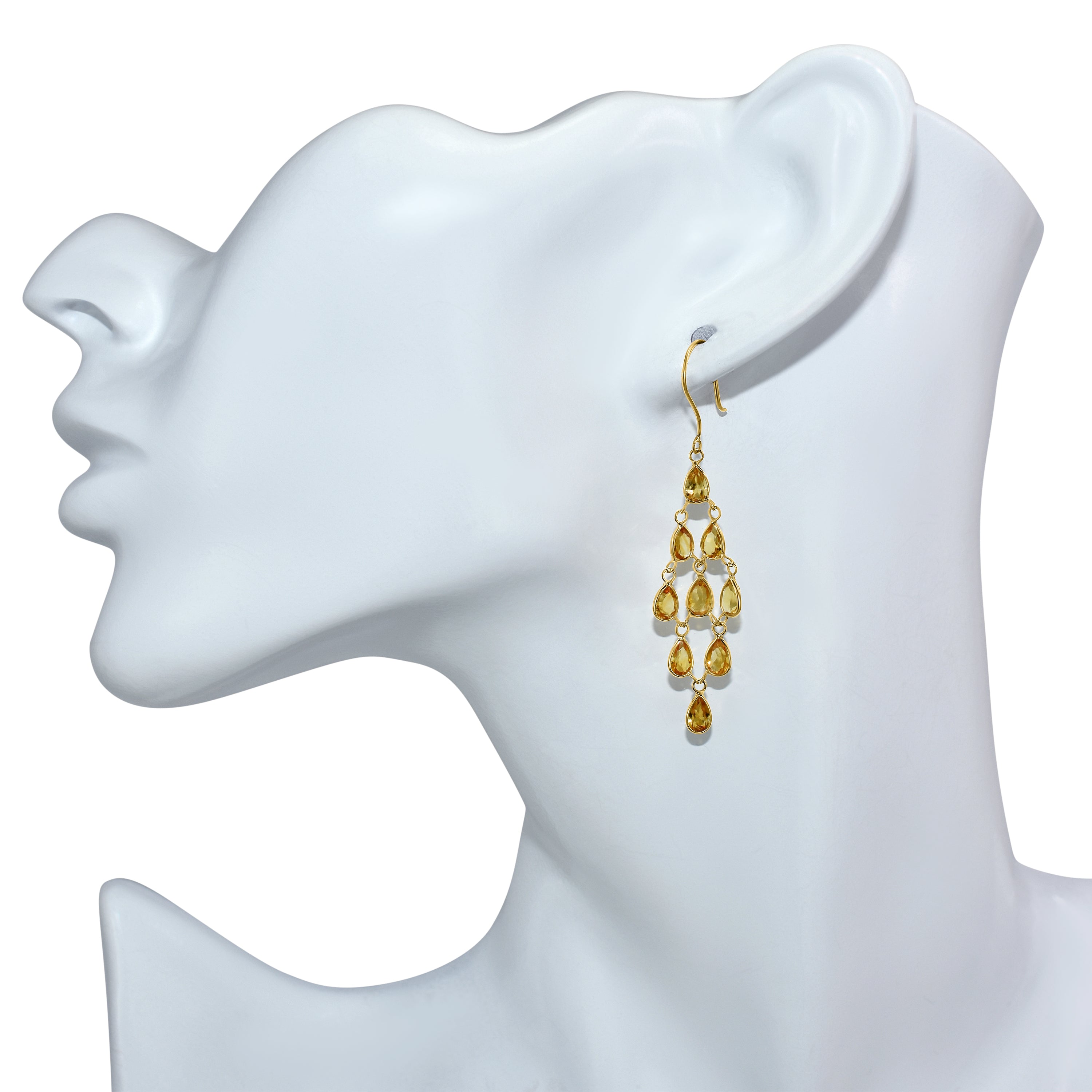 14k Pear Shape Bezel Chandelier Earring