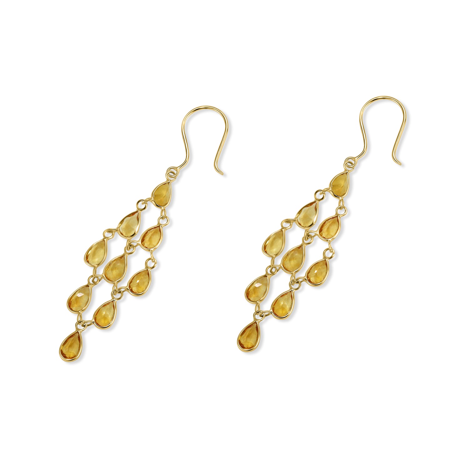 14k Pear Shape Bezel Chandelier Earring