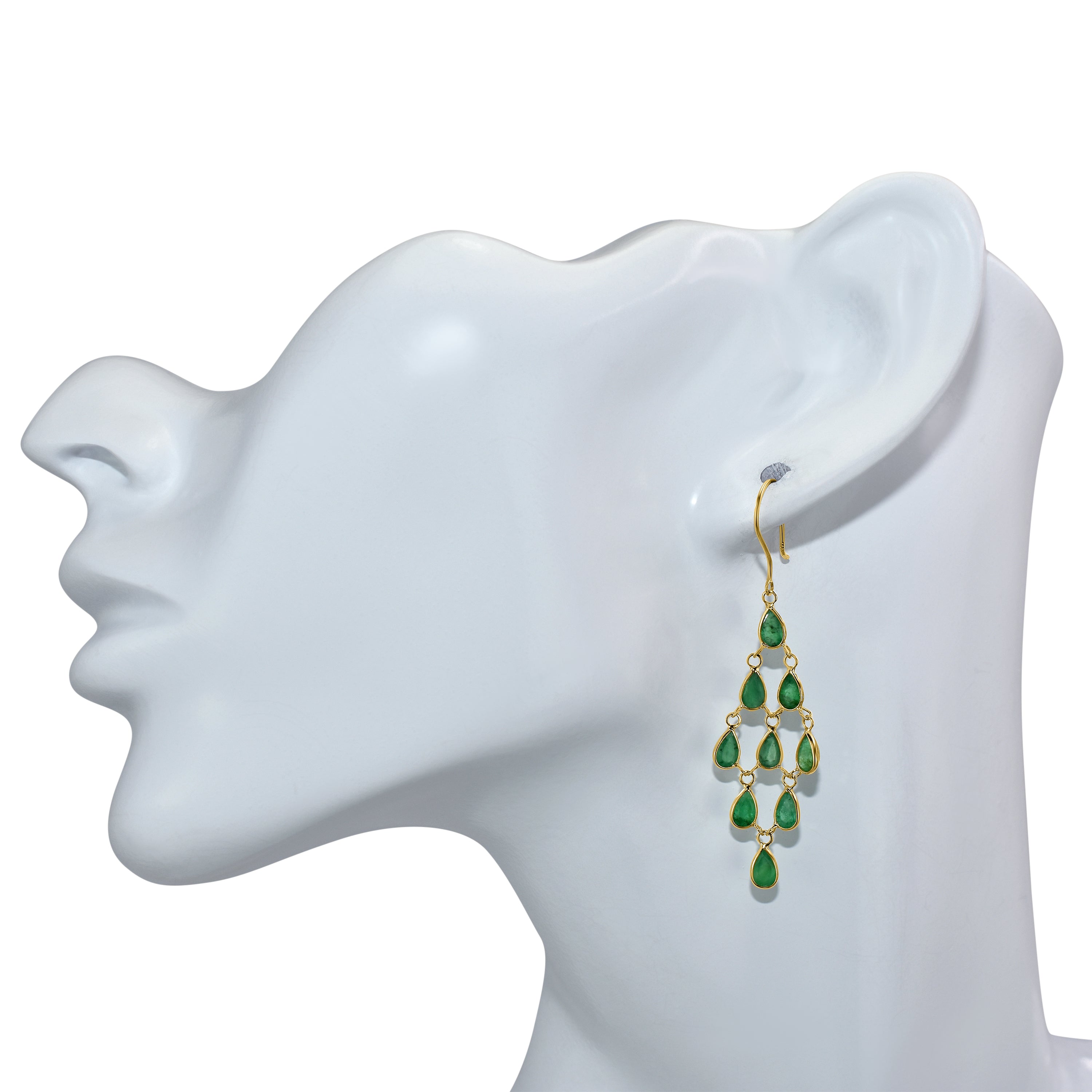14k Pear Shape Bezel Chandelier Earring