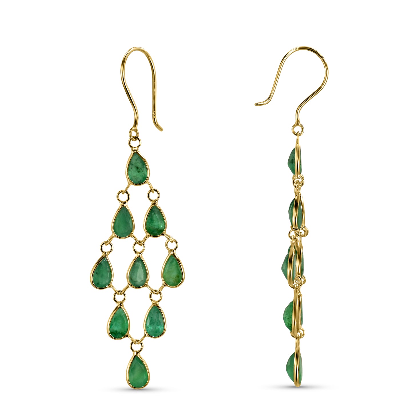 14k Pear Shape Bezel Chandelier Earring