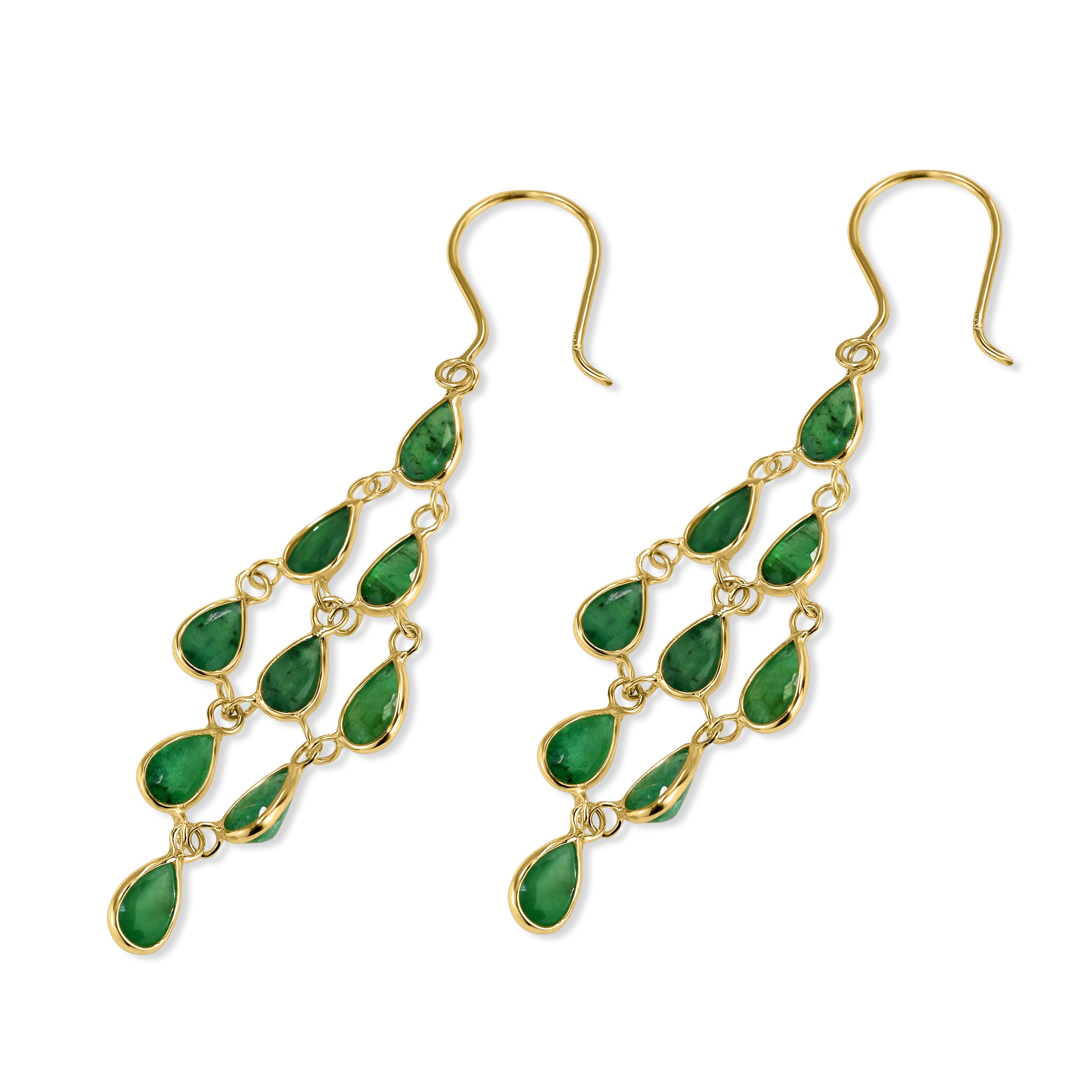 14k Pear Shape Bezel Chandelier Earring
