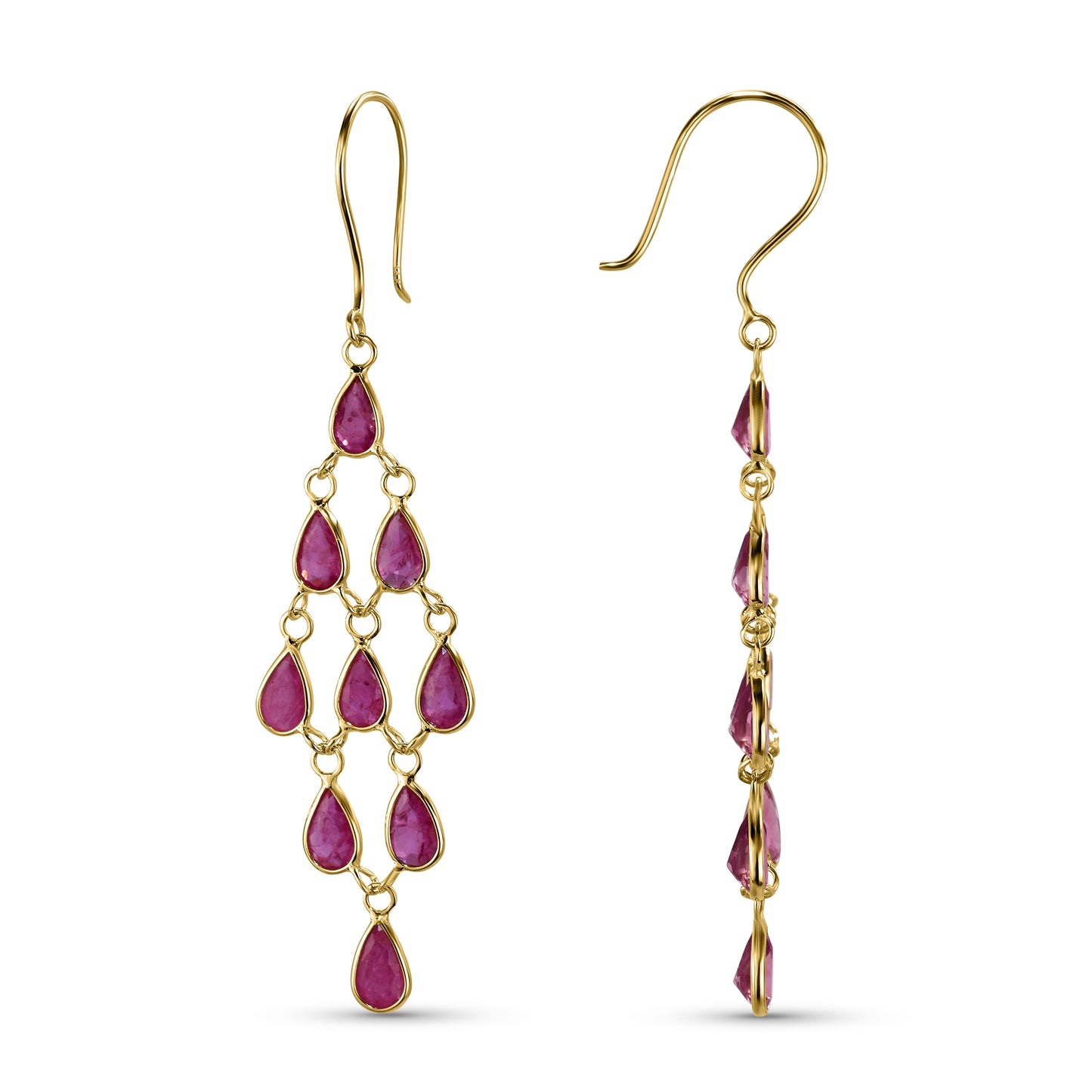 14k Pear Shape Bezel Chandelier Earring