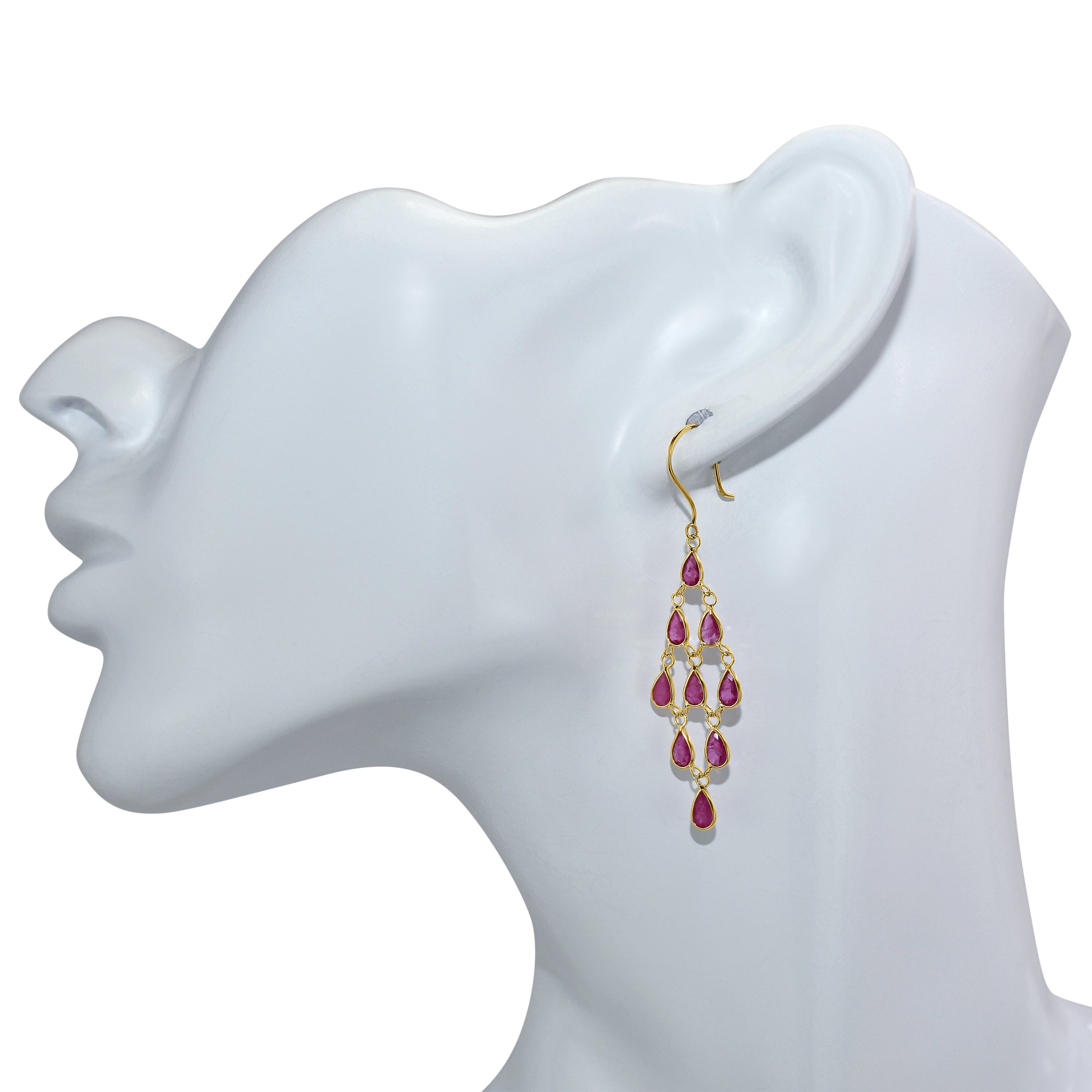 14k Pear Shape Bezel Chandelier Earring