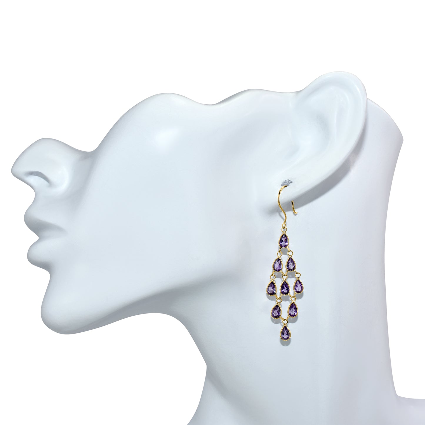 14k Pear Shape Bezel Chandelier Earring