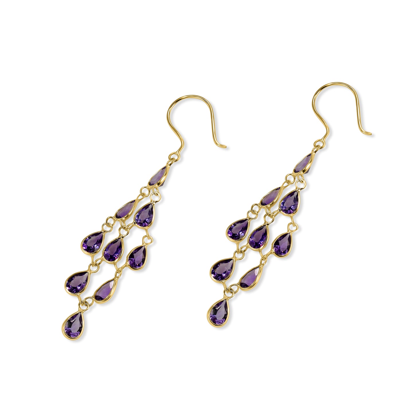 14k Pear Shape Bezel Chandelier Earring