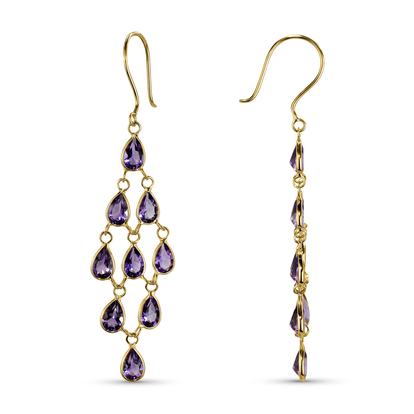 14k Pear Shape Bezel Chandelier Earring