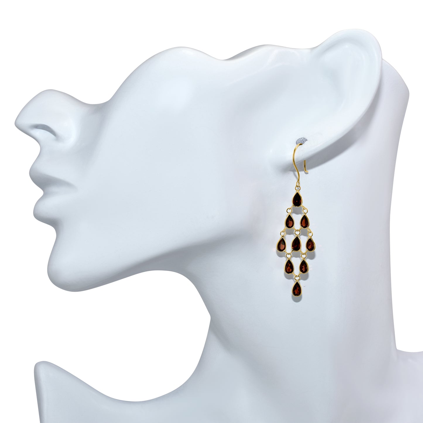 14k Pear Shape Bezel Chandelier Earring