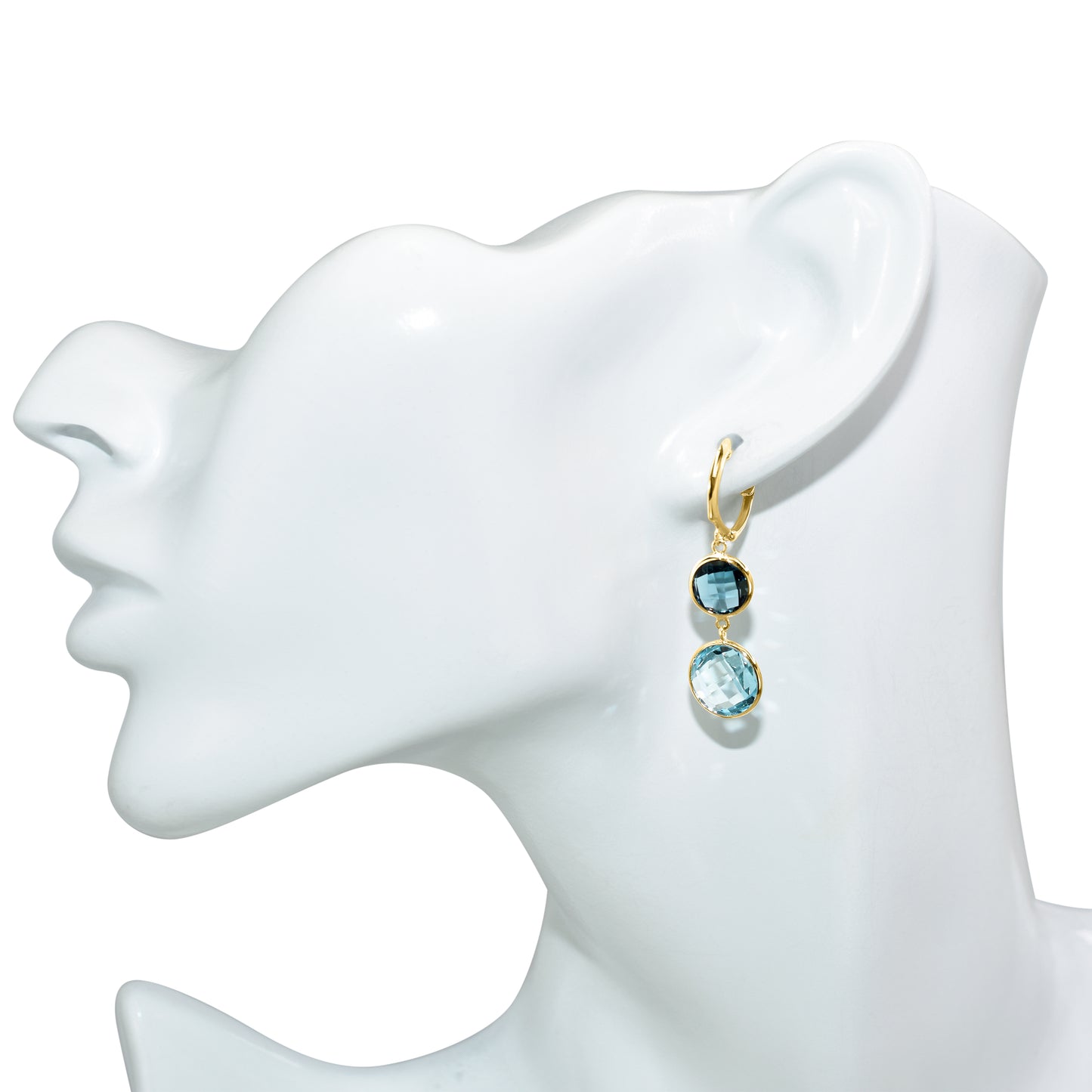 14k Sky & London Blue Topaz Hoop Earring