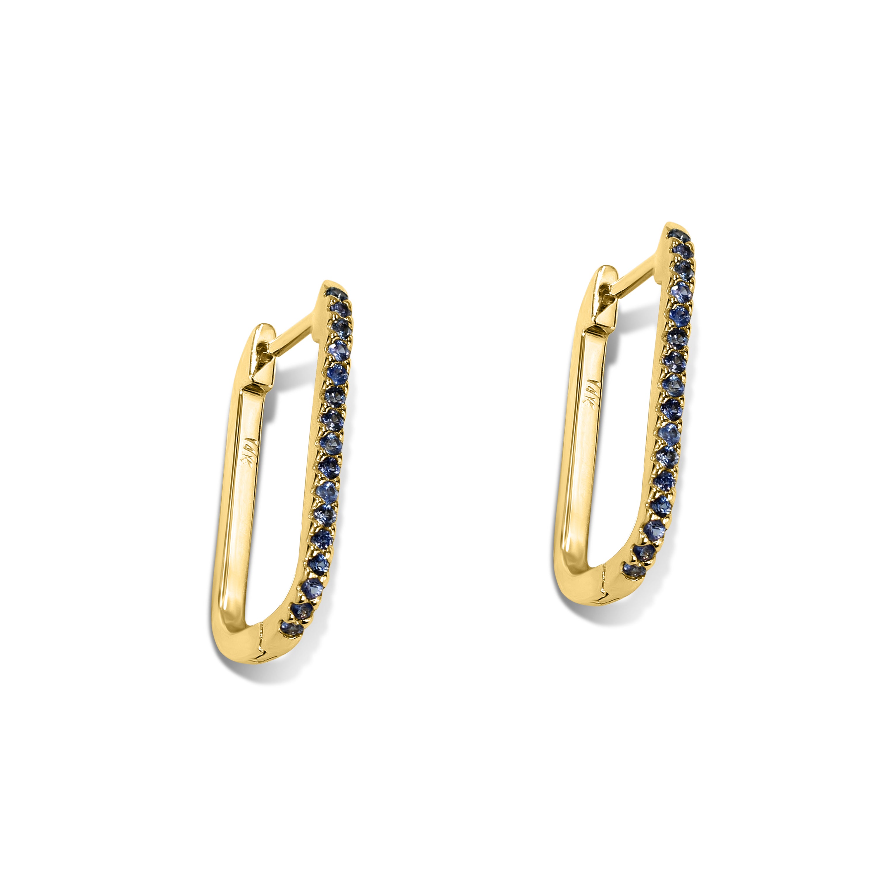 14k Gemstone U-Hoop Earring