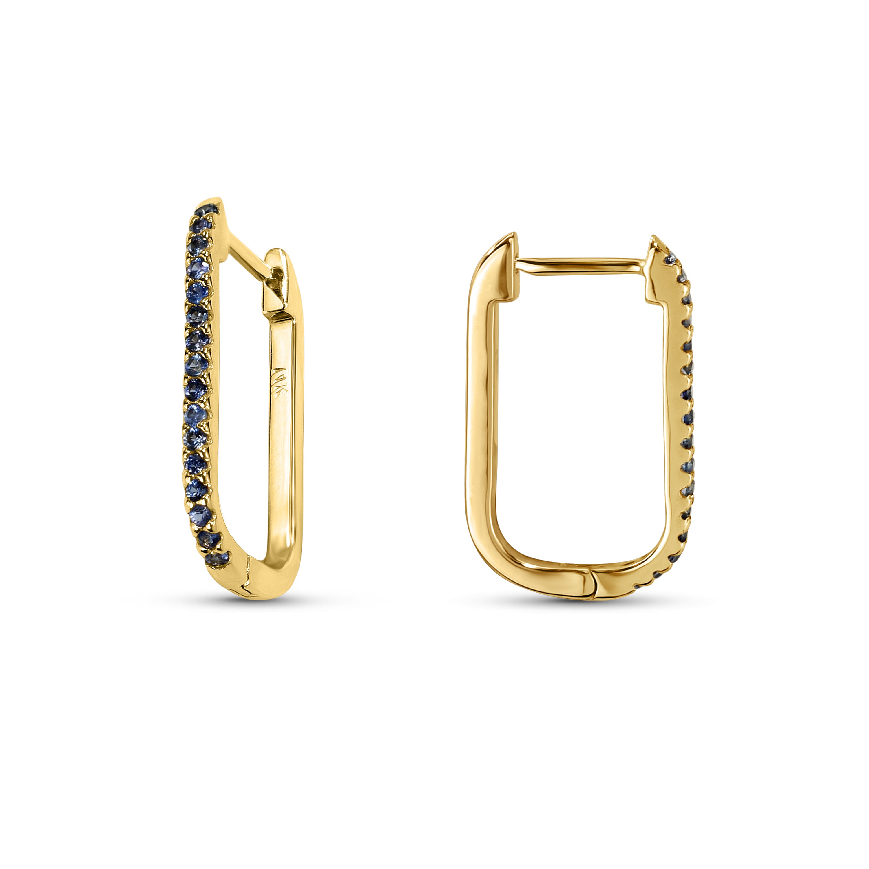 14k Gemstone U-Hoop Earring