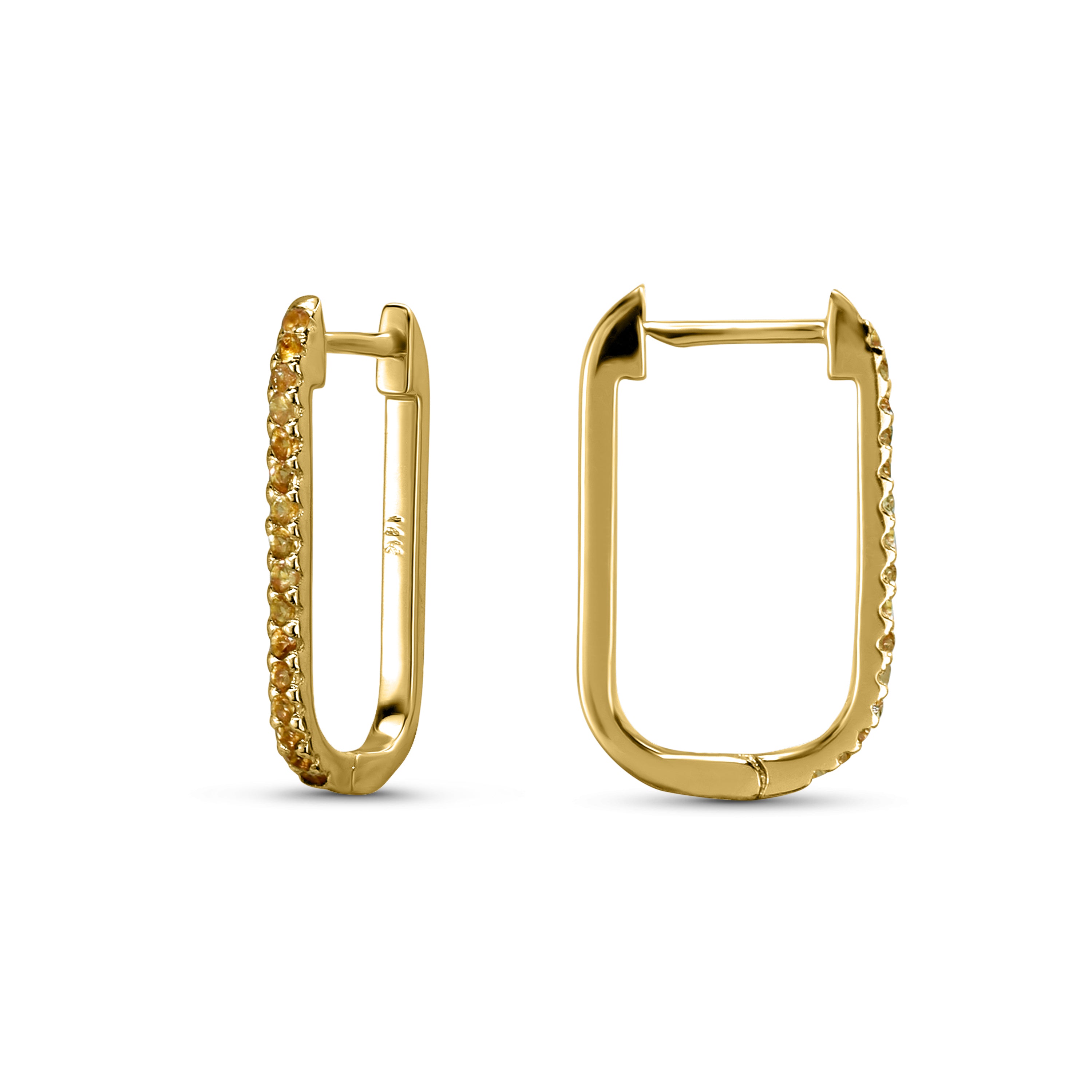14k Gemstone U-Hoop Earring