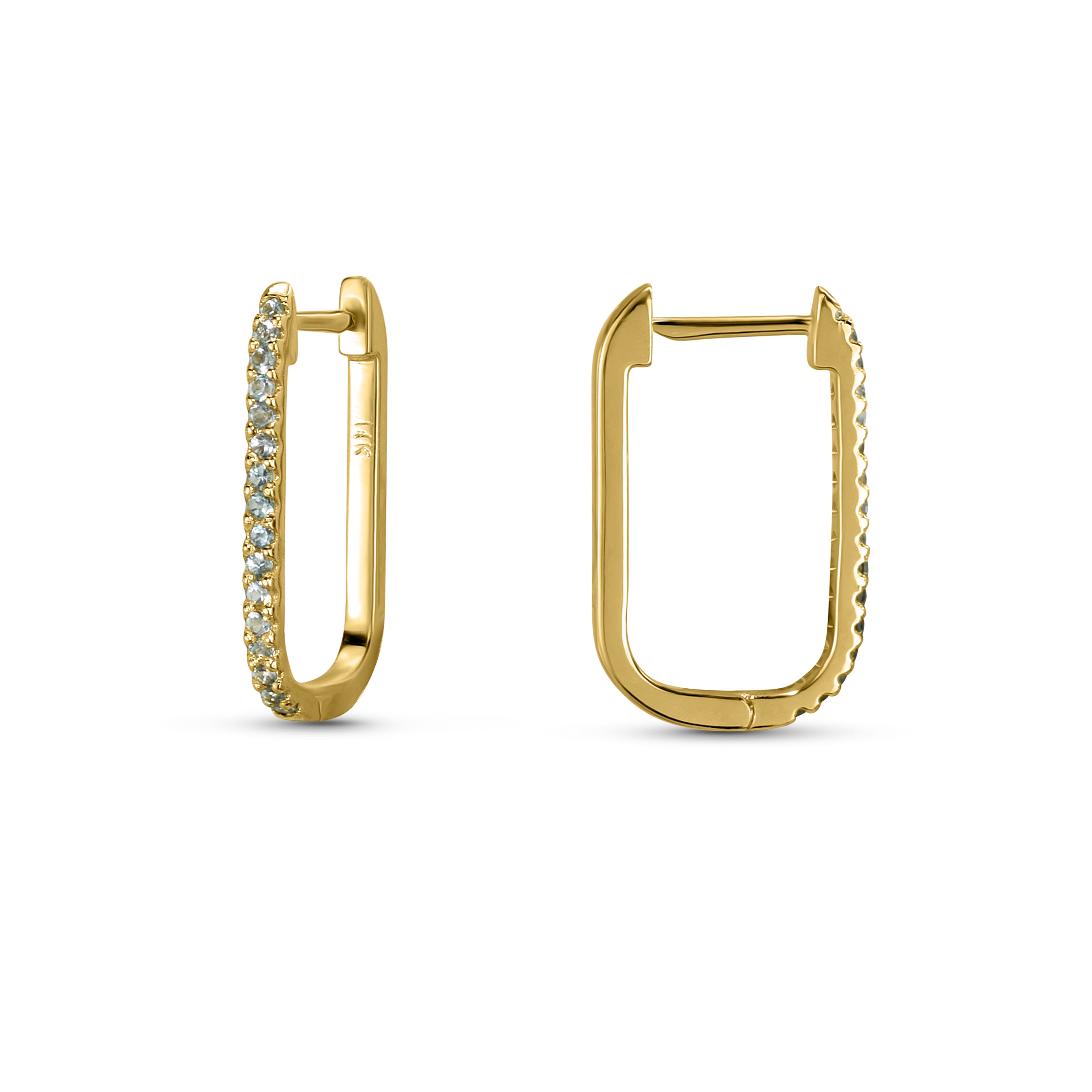 14k Gemstone U-Hoop Earring