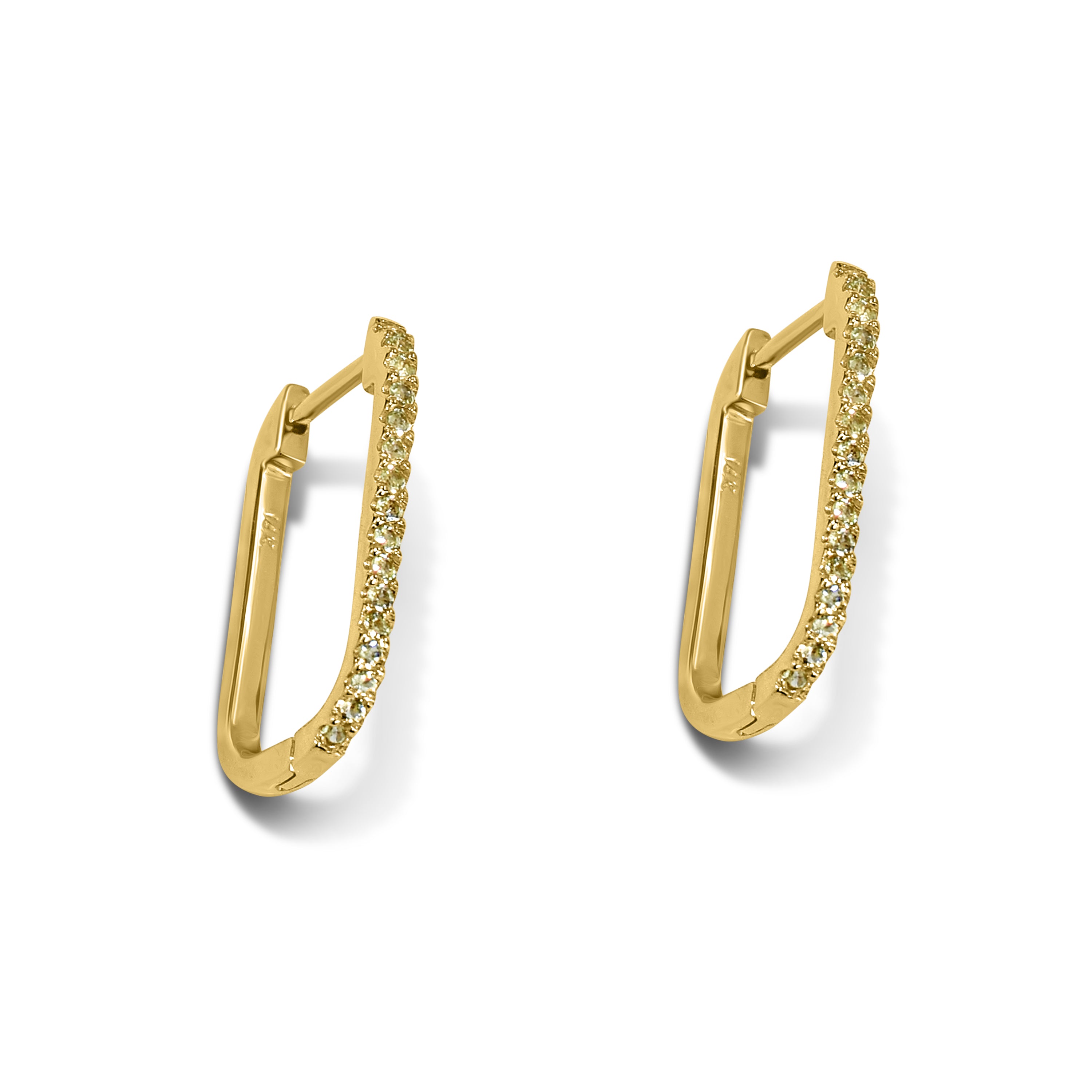14k Gemstone U-Hoop Earring