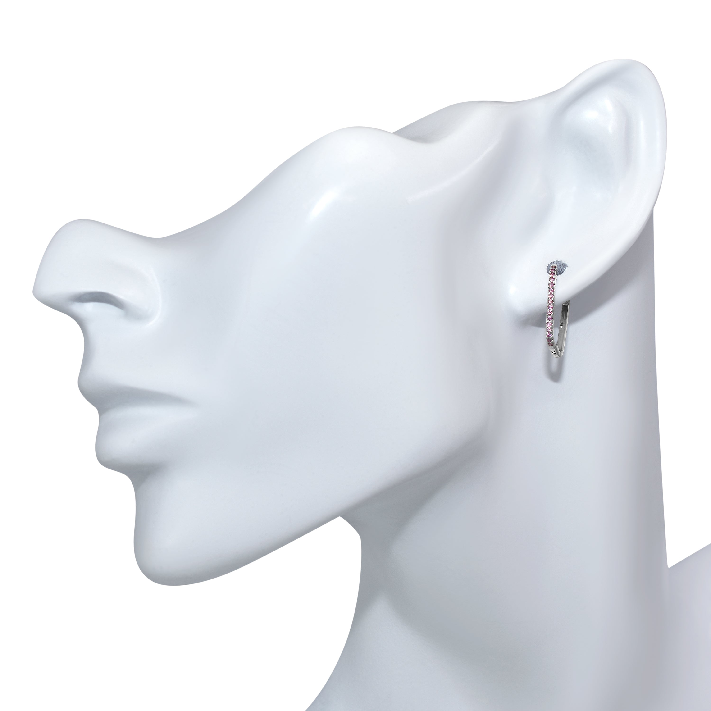 14k Gemstone U-Hoop Earring