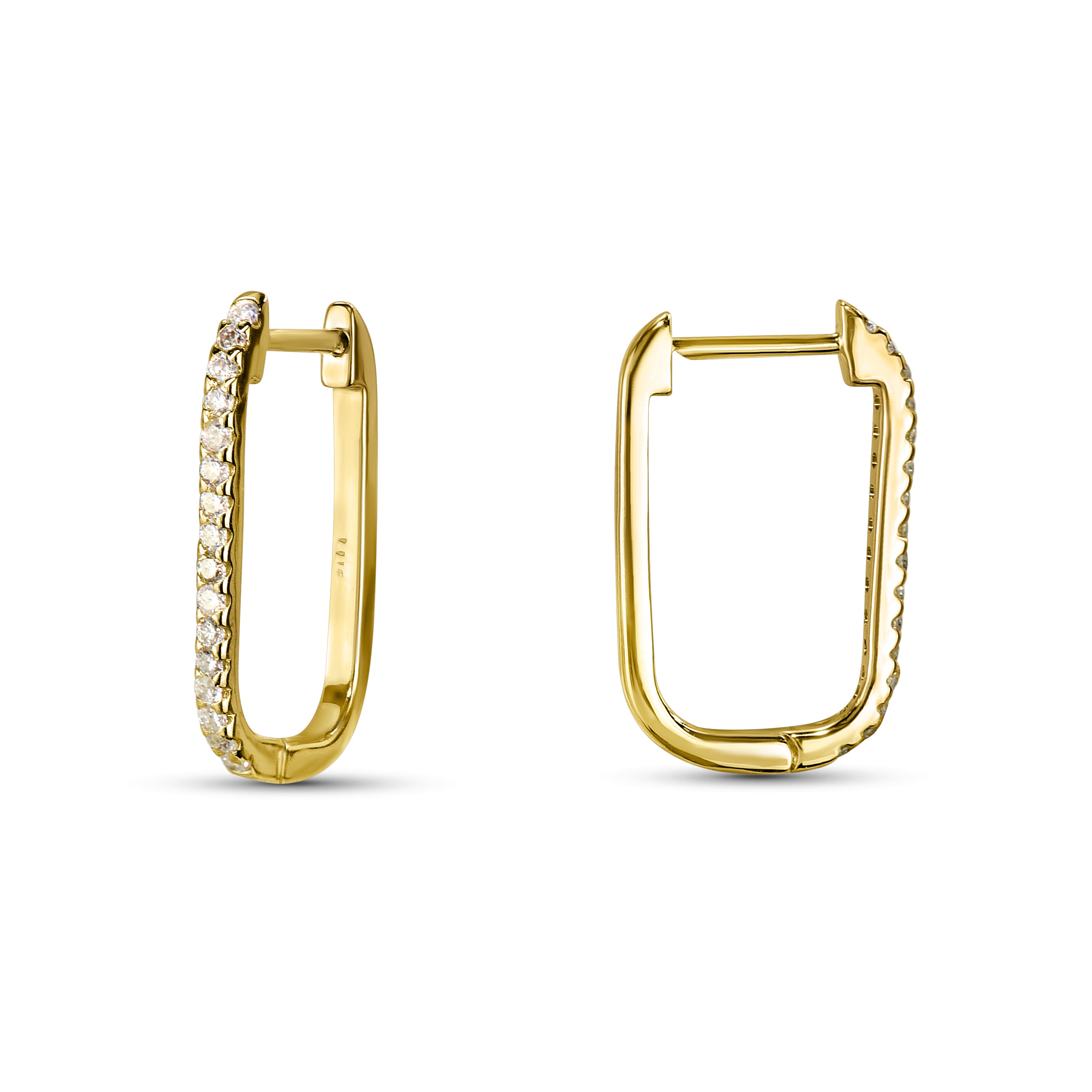 14k Gemstone U-Hoop Earring
