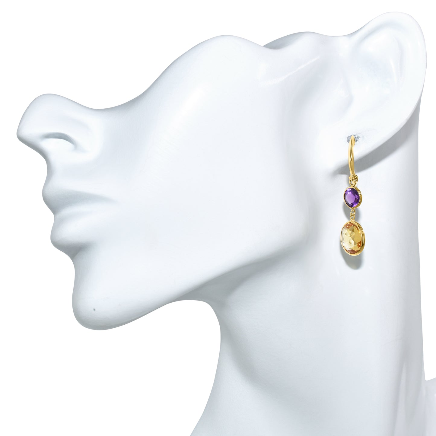 14k Amethyst Citrine Hoop Earring