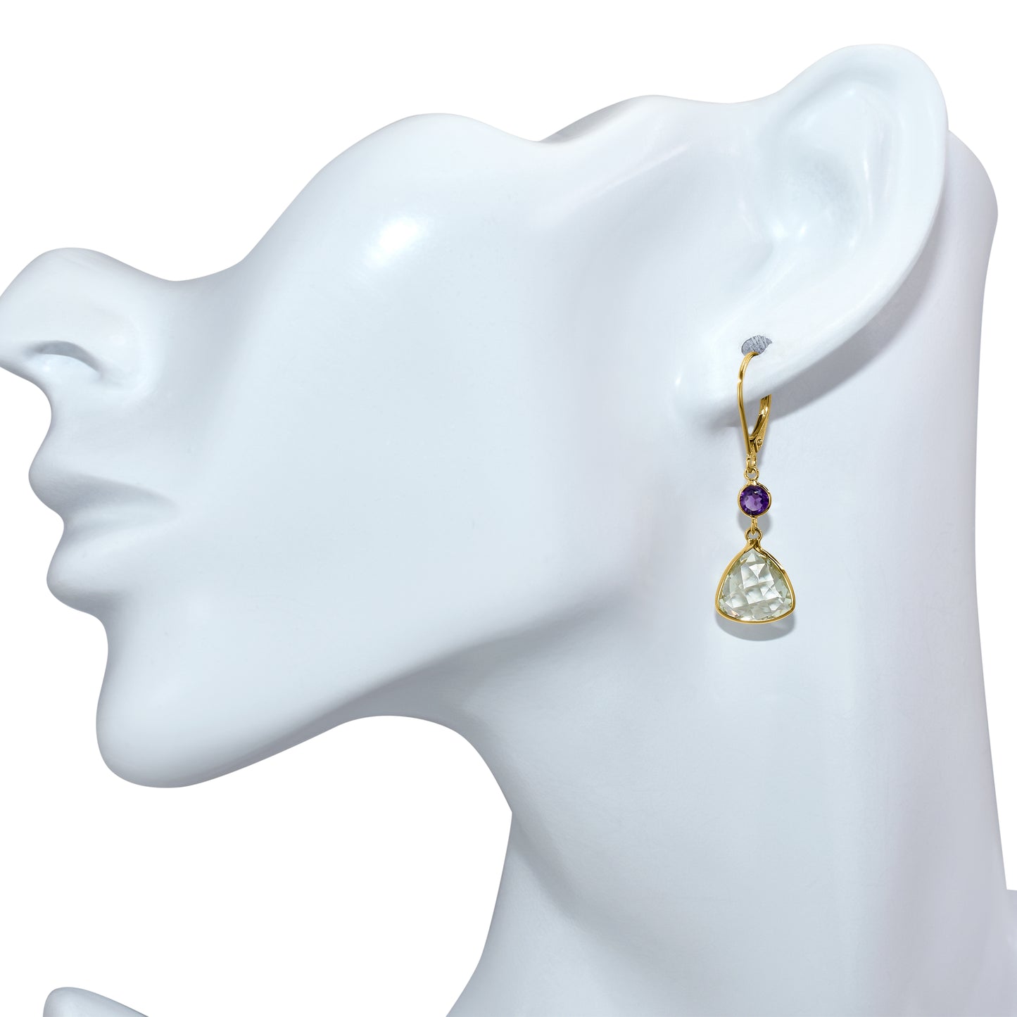 14k Purple Green Amethyst Leverback Earring