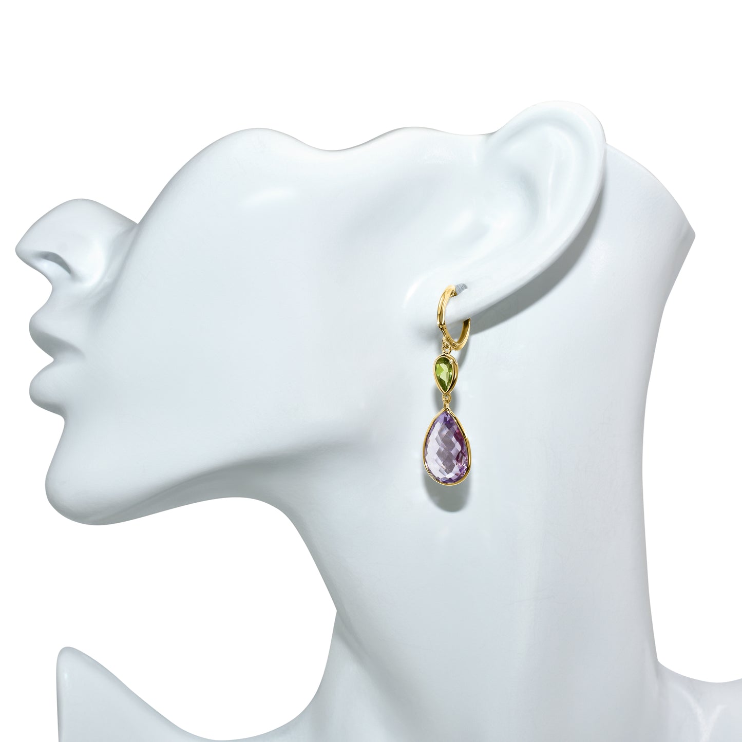 14k Peridot Amethyst Hoops Earring