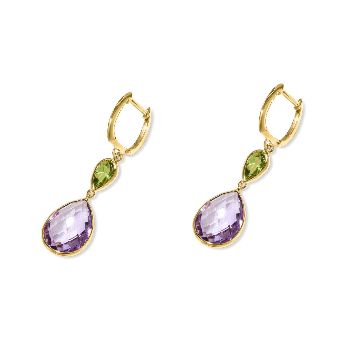 14k Peridot Amethyst Hoops Earring