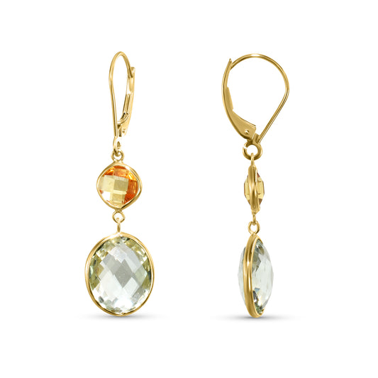 14k Citrine Green Amethyst Leverback Earring