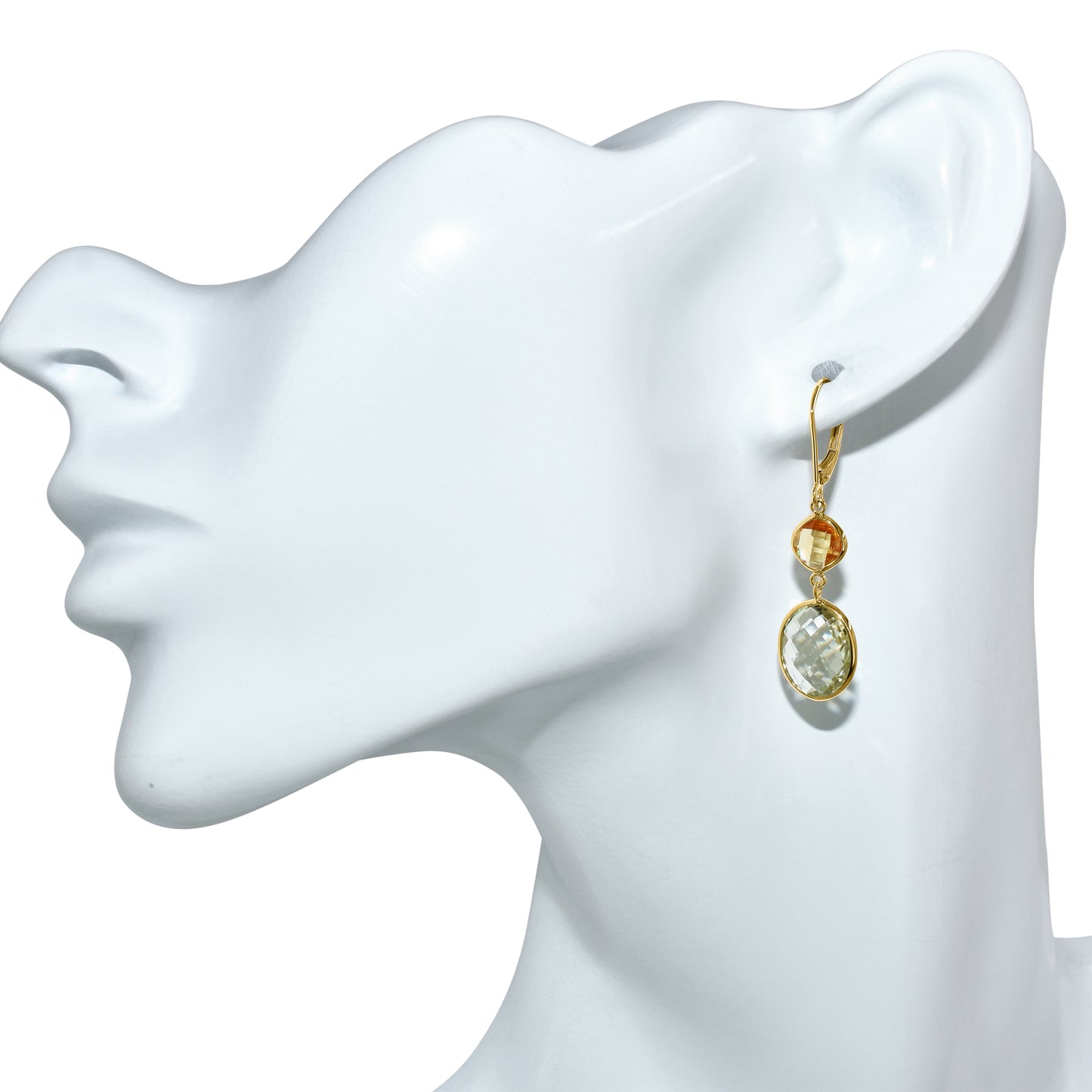 14k Citrine Green Amethyst Leverback Earring