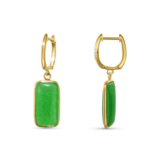 14k Green Jade Hoop Earring