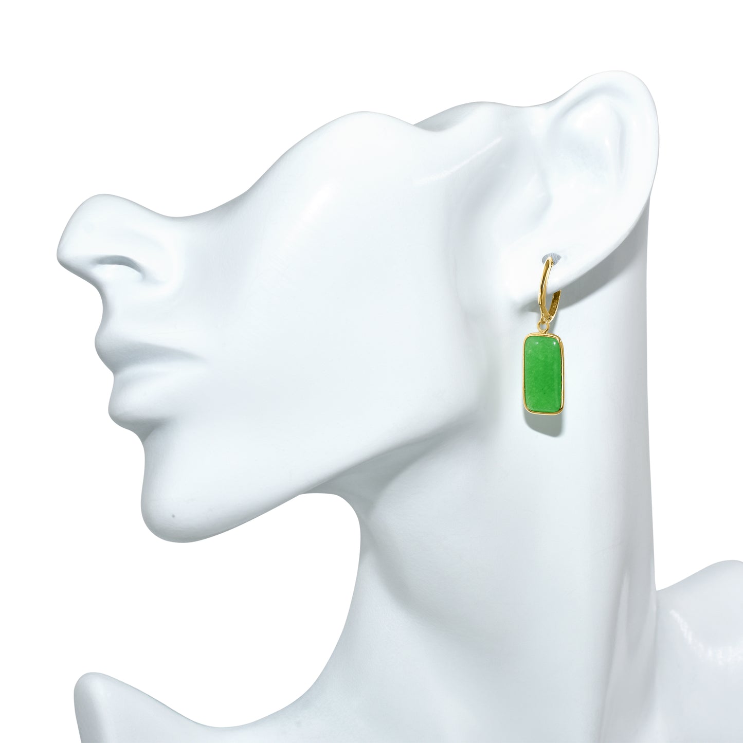 14k Green Jade Hoop Earring