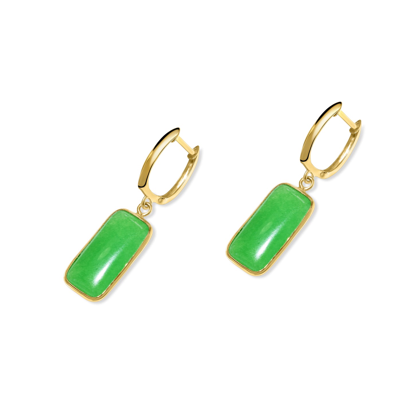 14k Green Jade Hoop Earring