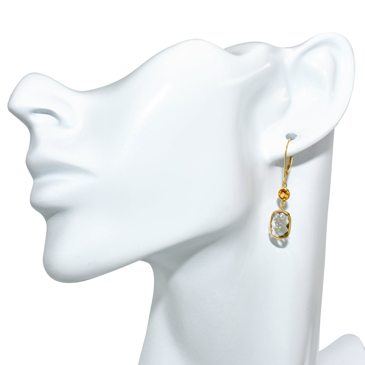 14k Citrine Green Amethyst Leverback Earring