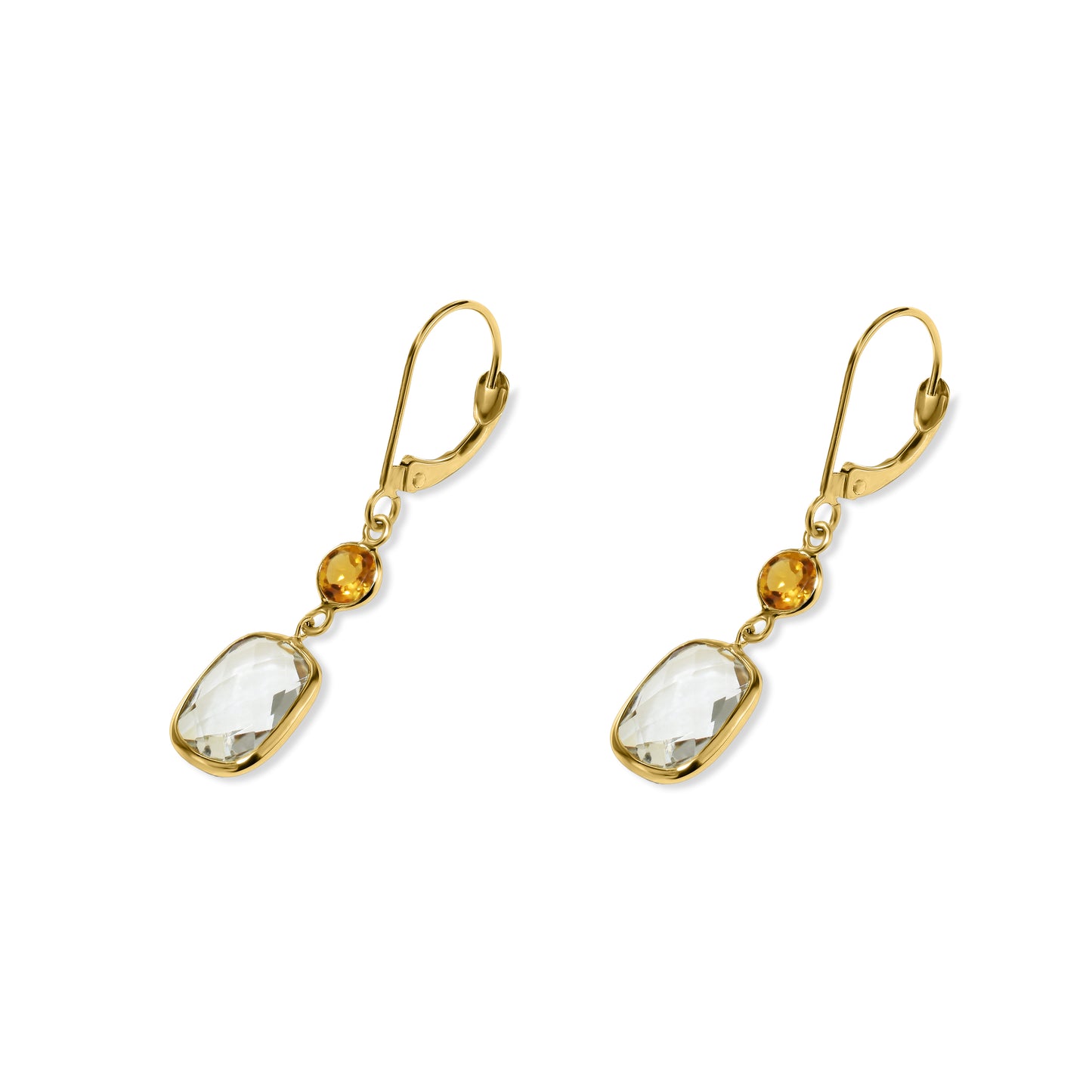 14k Citrine Green Amethyst Leverback Earring