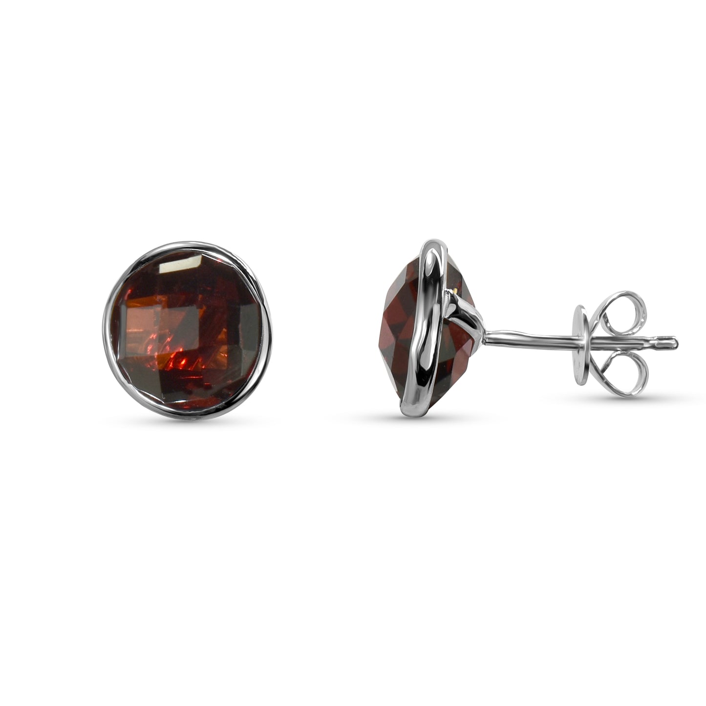 14k White Gold Garnet Stud Earring