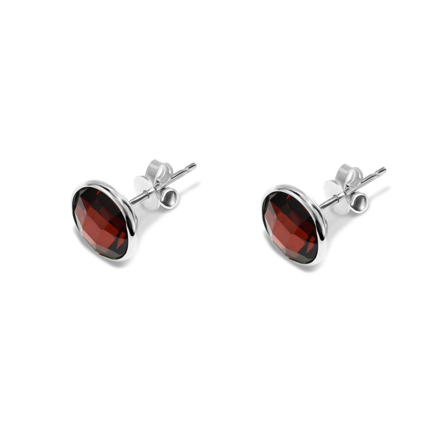 14k White Gold Garnet Stud Earring