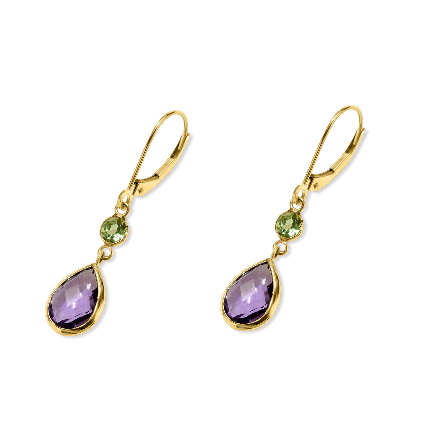 14k Peridot Amethyst Leverback Earring