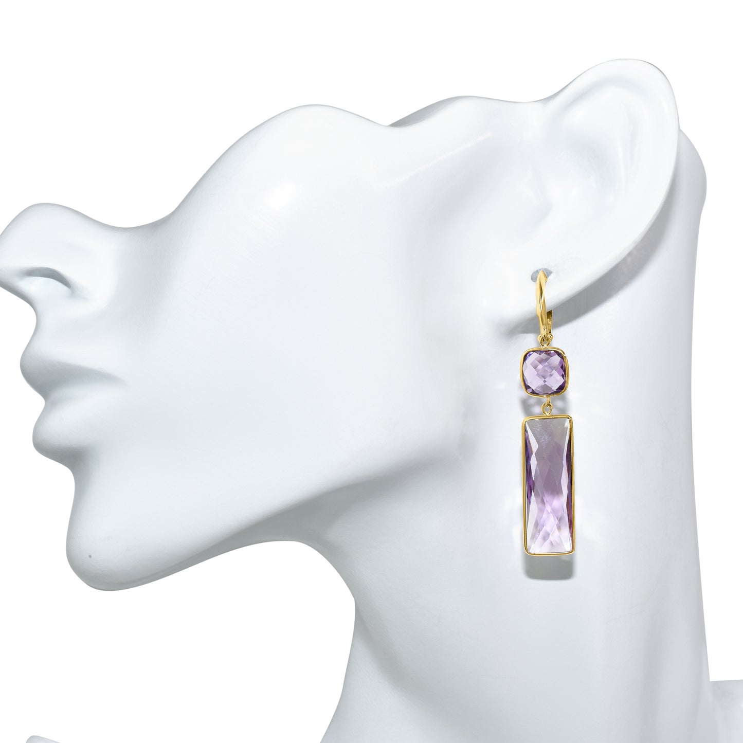 14k Amethyst Hoop Earring