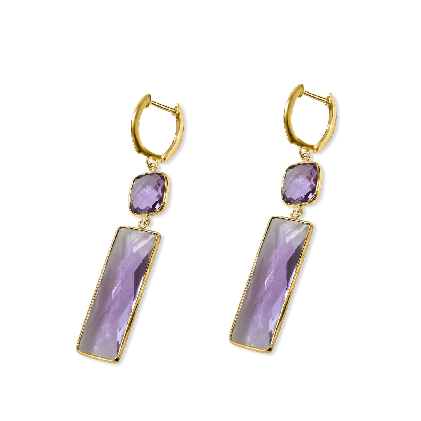 14k Amethyst Hoop Earring