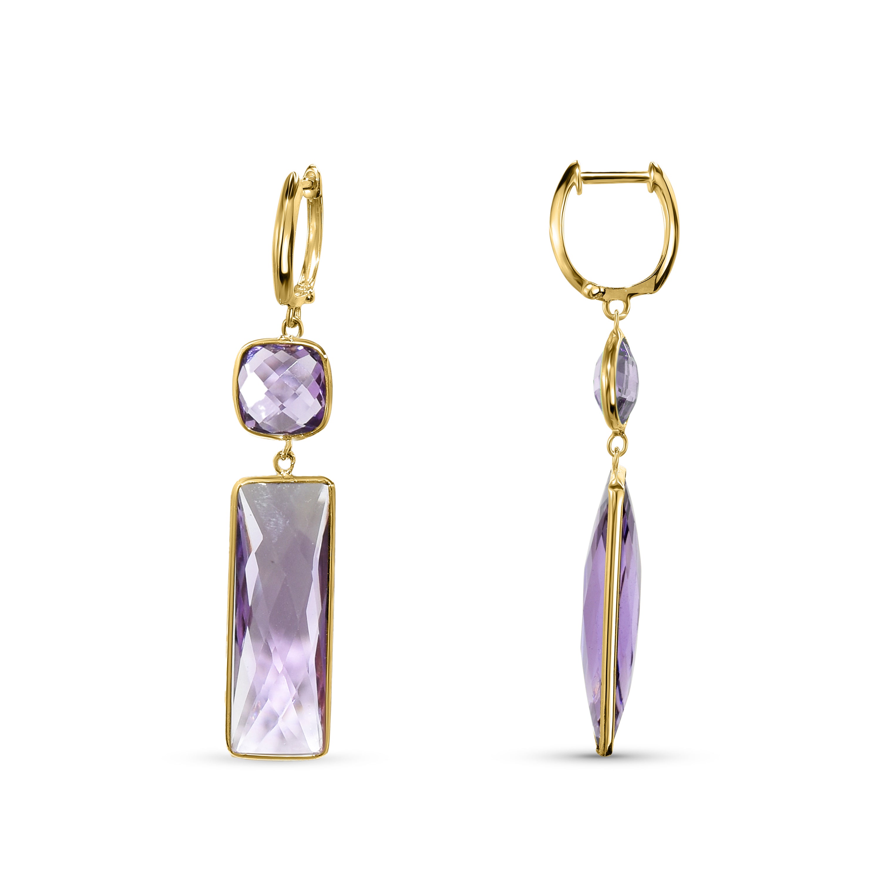 14k Amethyst Hoop Earring