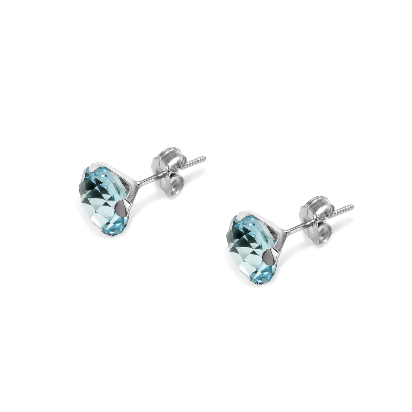 14k White Gold Blue Topaz Stud Earring