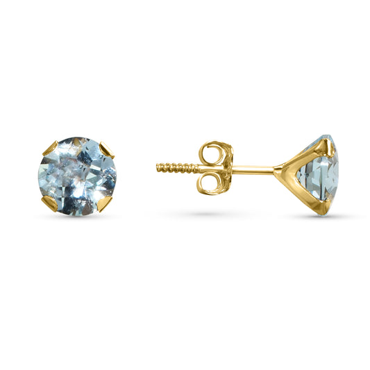 14k White Gold Blue Topaz Stud Earring