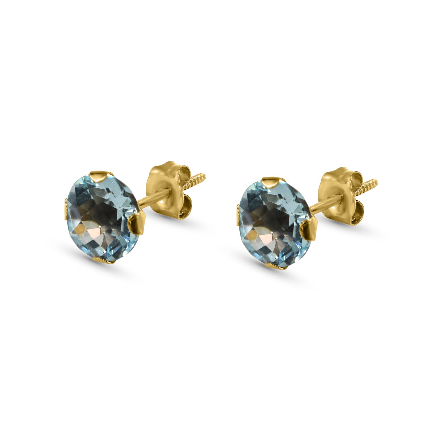 14k White Gold Blue Topaz Stud Earring