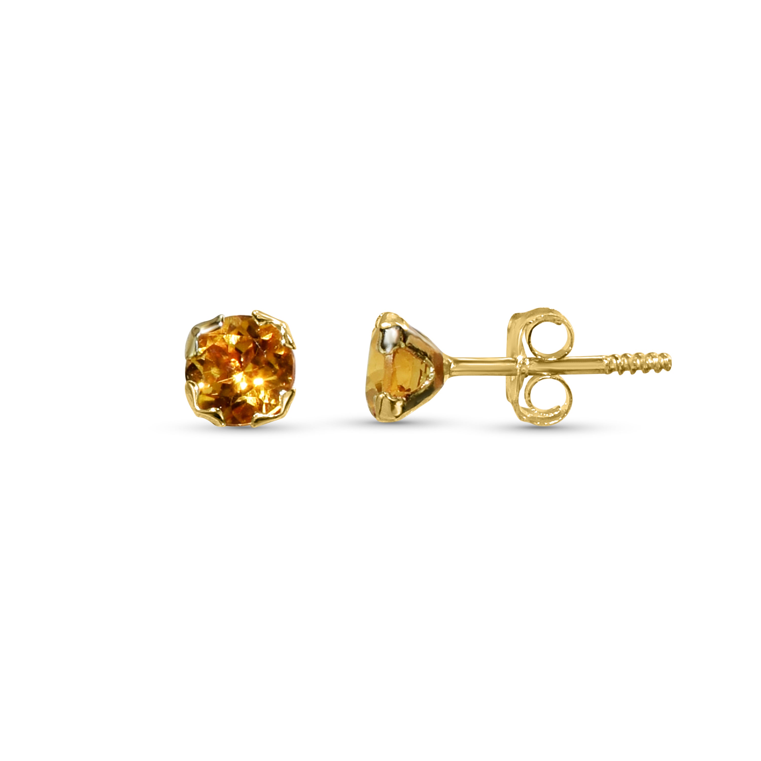 14k Citrine Stud Earring