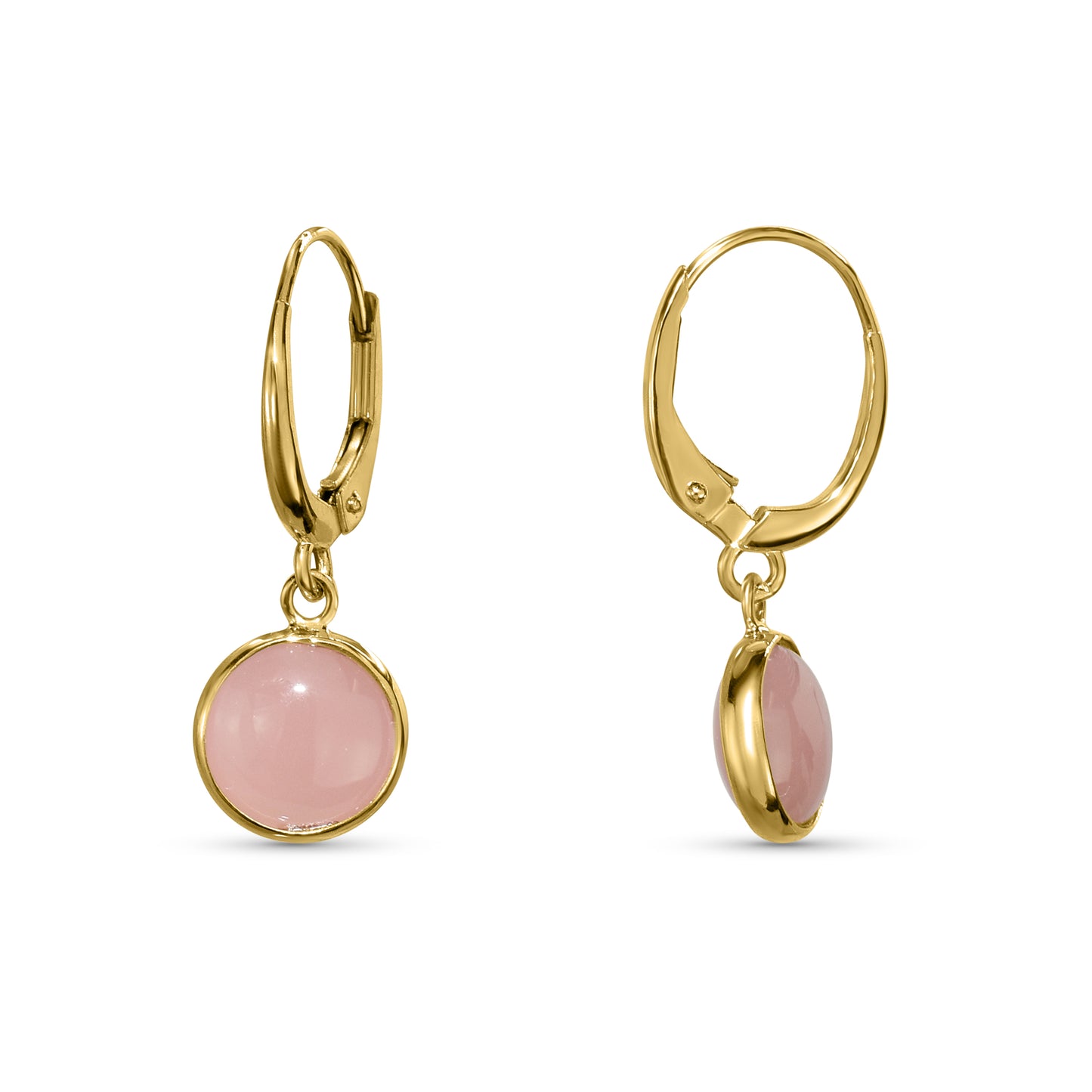 14k Guava Quartz Round Leverback Earring