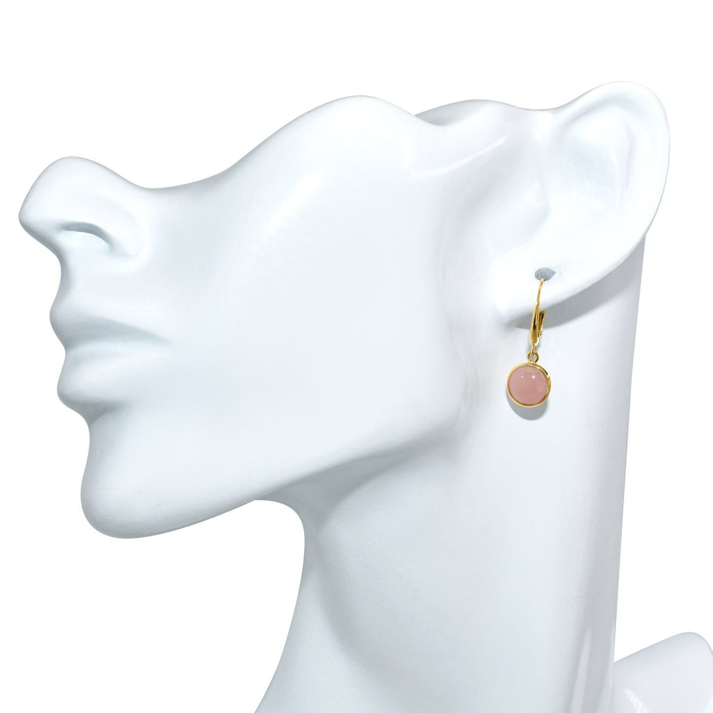 14k Guava Quartz Round Leverback Earring