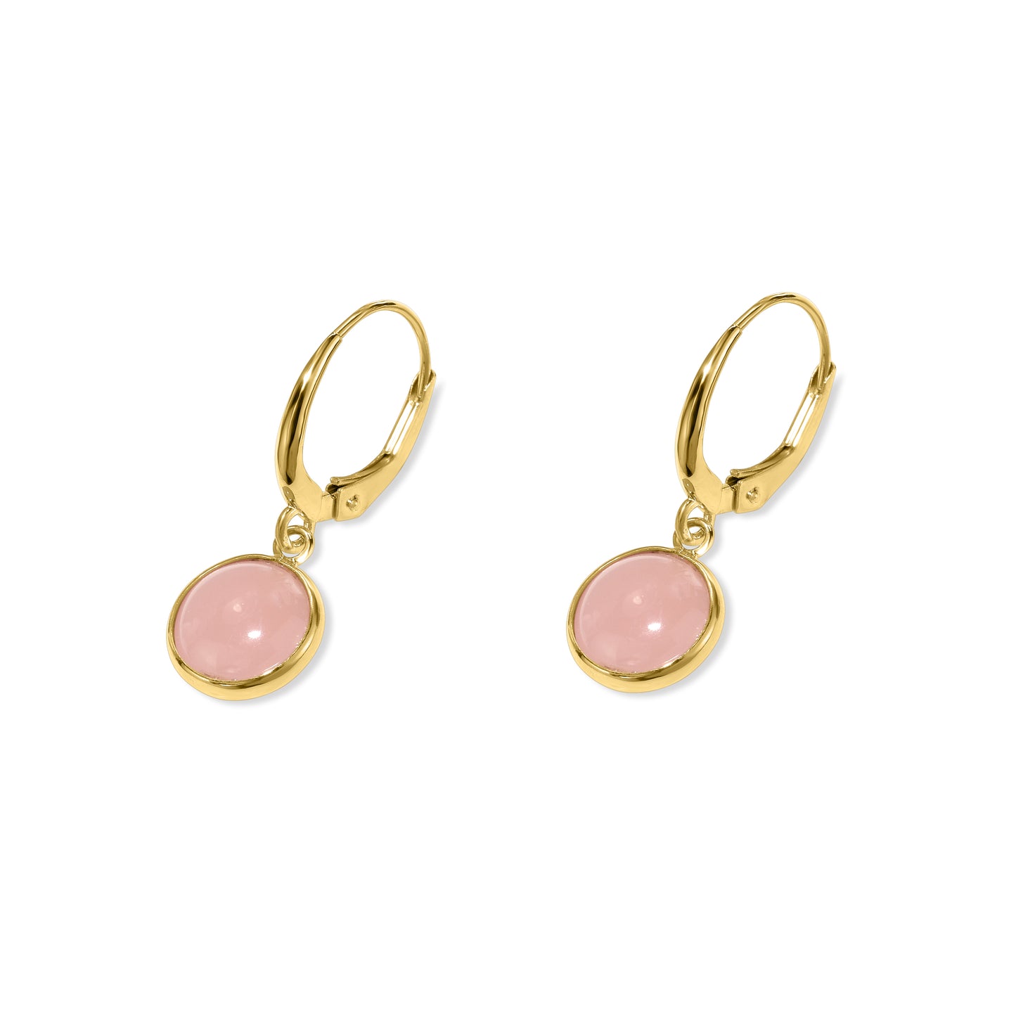 14k Guava Quartz Round Leverback Earring